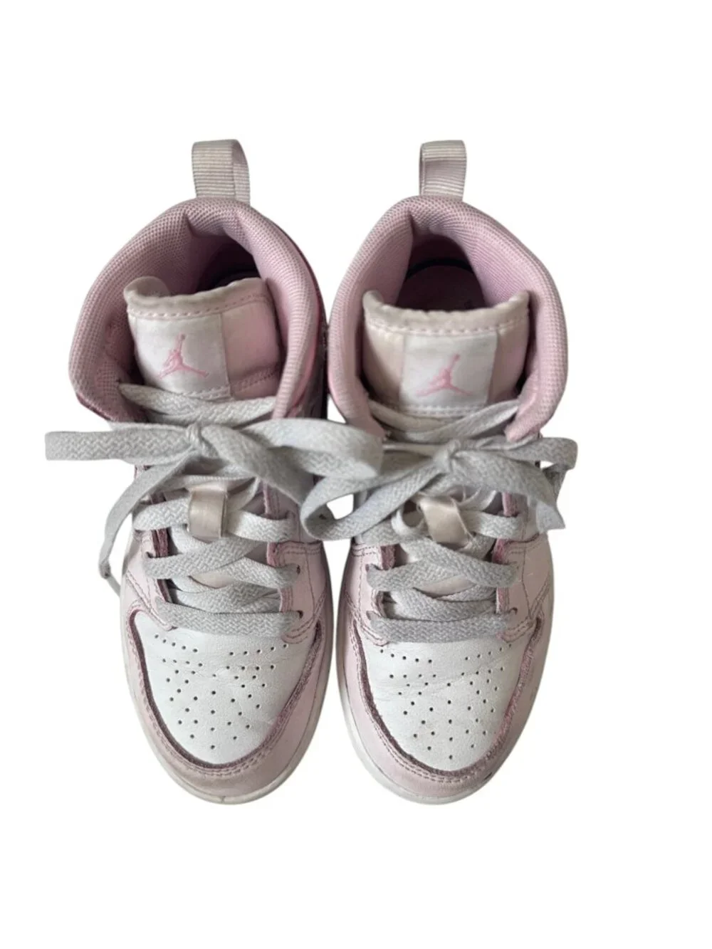 Nike Air Jordan 1 Mid Girls Pink White High Top Sneakers Kids Size 12C